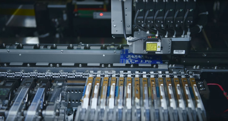 Fotografia 1. Automat pick&place w czasie montażu płytki drukowanej