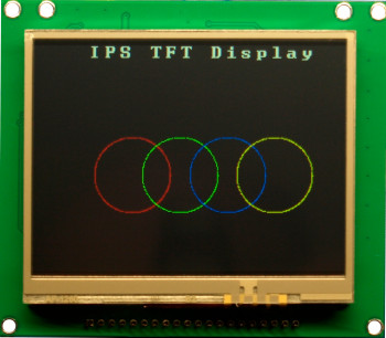 Fotografia 1. Moduł wyświetlacza IPS z kontrolerem pamięci obrazu w czasie pracy