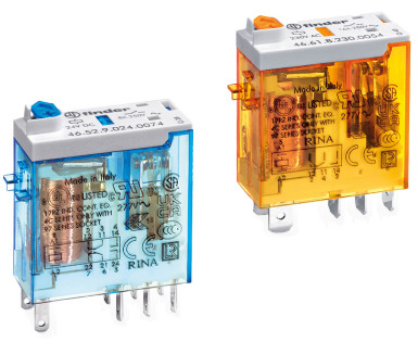 Fotografia 2. Przekaźnik serii 46 z mechanicznym wskaźnikiem zadziałania oraz przyciskiem testującym z funkcją blokowania