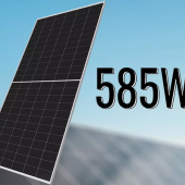 Firma Sharp Electronics przedstawia dwustronny, prostokątny moduł fotowoltaiczny NB-JD585 o mocy 585 W