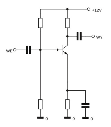 Rysunek 2. Wzmacniacz jednostopniowy bez sprzężenia zwrotnego