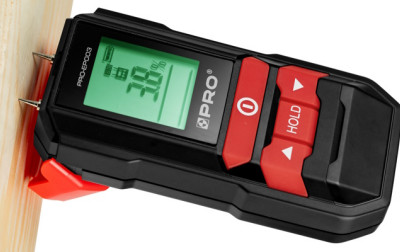Podręczny wilgotnościomierz PRO-EP003 firmy PRO - pomiar dzięki próbnikowi szpilkowemu oraz skanerowi bezinwazyjnemu