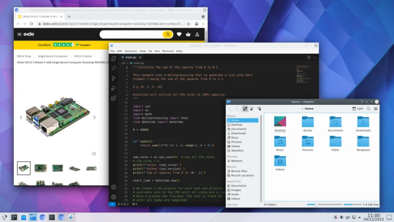 Przykładowy widok środowiska graficznego (pulpitu) KDE