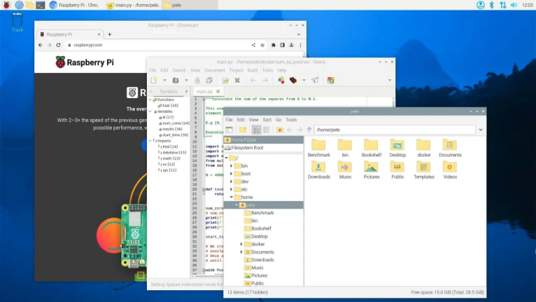 Przykładowy widok środowiska graficznego (pulpitu) Xcfe