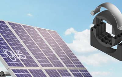 Zoptymalizowana wersja bezsmarowych łożysk igubal ESQM firmy igus do śledzenia modułów słonecznych