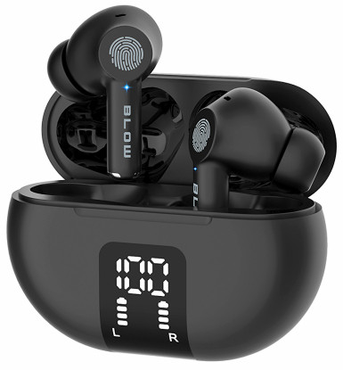 Fotografia 7. Słuchawki typu true wireless wraz z etui pełniącym rolę ładowarki