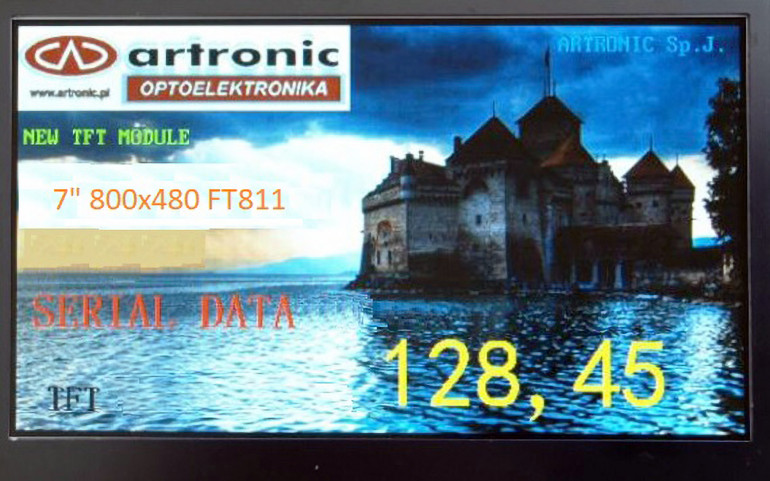 Fotografia 1. Nowy moduł wyświetlacza dotykowego na bazie układów FT811 i FT5446