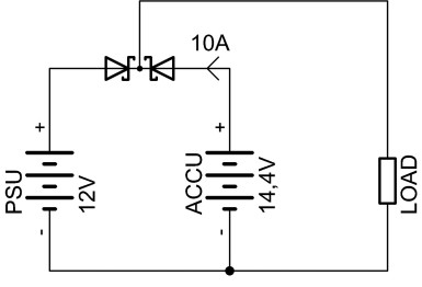 Rysunek 1. Diodowy selektor źródeł zasilania