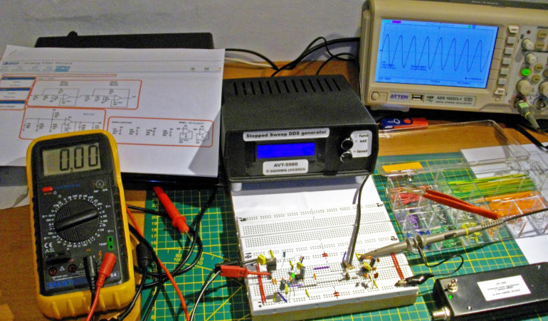 Pomiary charakterystyk częstotliwościowych (2). Filtry aktywne m.cz. typu Sallen–Key