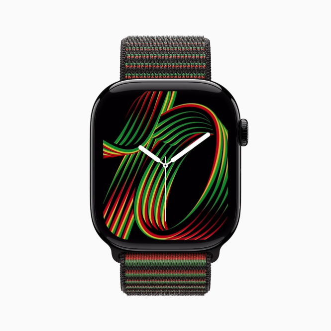 Zegarek Apple Watch z dopasowaną do niego tarczą z kolekcji Black Unity 2025