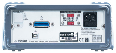 Fotografia 1. Panel tylny przyrządu z serii GDM-904x z zamontowanym fabrycznie intervejsem GPIB