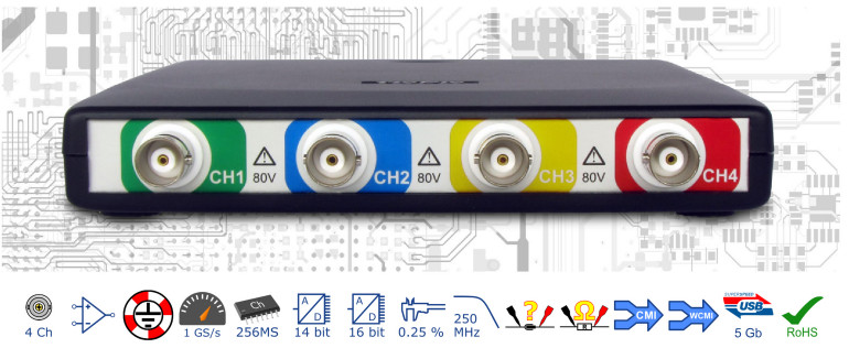 Fotografia 4. Oscyloskop z serii HS6 DIFF marki TiePie
