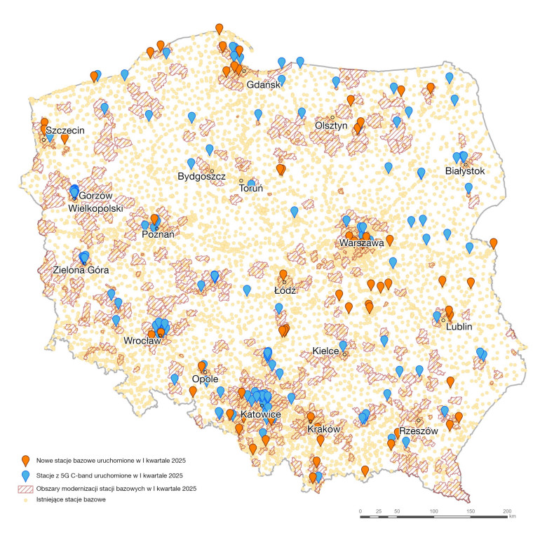 Obszary inwestycji firmy Orange w należącą do niej sieć telefonii 5G