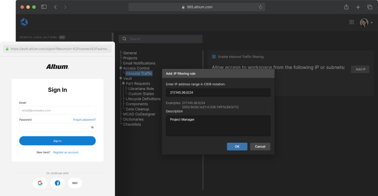 Rysunek 1. Organizational Security Package (OSP) zapewnia najwyższy poziom bezpieczeństwa i integralności danych oraz elastyczne funkcje kontroli dostępu wszystkich członków zespołu projektowego