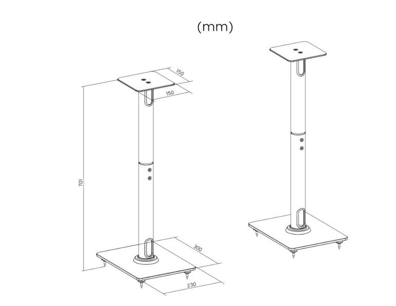 Wymiary podstawek głośnikowych ETSS-70