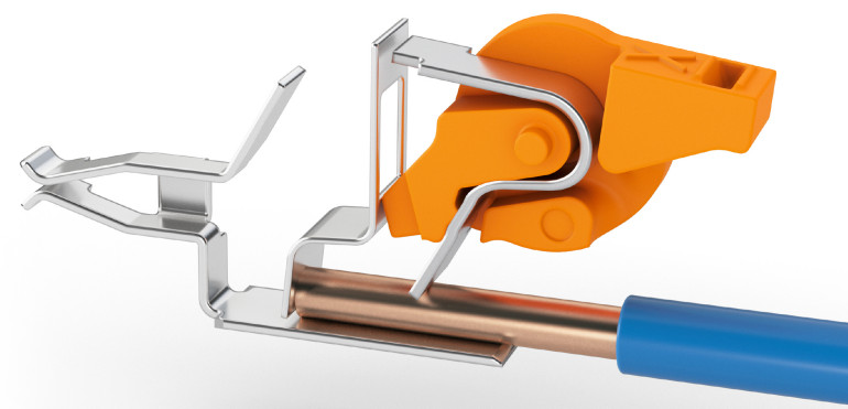 Fotografia 1. Mechanizm mocowania przewodu Push-X w serii XPC