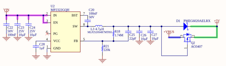 Rysunek 2. Obwody kluczowania napięć zasilania (fragment oryginalnego schematu z dokumentacji firmy Arduino)