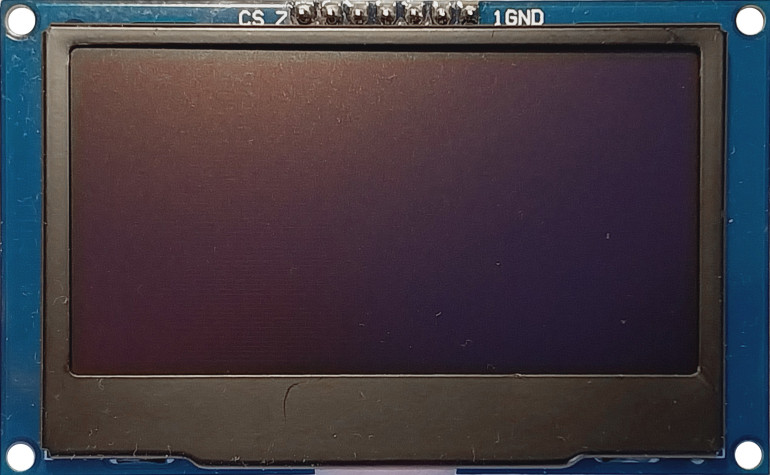 Fotografia 1. Płytka z wyświetlaczem OLED 128×64 o przekątnej 2,42 cala