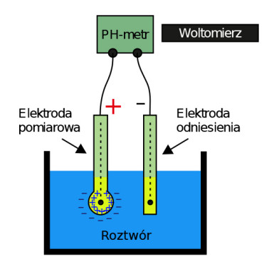 Rysunek 2. Zasada działania pH-metru [4]
