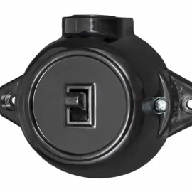 Włącznik światła pojedynczy, montaż natynkowy, kolor czarny, seria Retro PRL ATR-P-001B