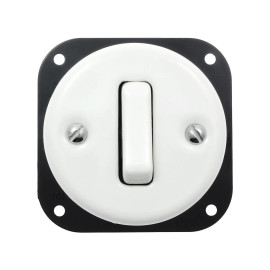 Włącznik światła schodowy ceramiczny, okrągły podtynkowy biały Ceramic Loft CLK-P-102W