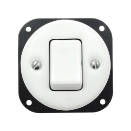 Włącznik światła pojedynczy dwubiegunowy ceramiczny, okrągły podtynkowy biały Ceramic Loft, CLK-P-108W