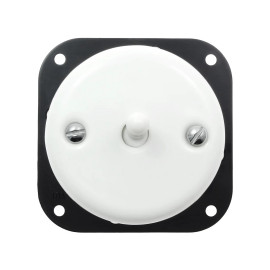 Włącznik światła schodowy dźwigniowy ceramiczny, okrągły podtynkowy biały Ceramic Loft, CLK-P-302W