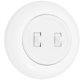 Włącznik światła podwójny z ramką, montaż podtynkowy, kolor biały Retro Vintage Loft, EX1W0021