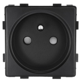 Moduł - gniazdo elektryczne pojedyncze z bolcem - czarne - Tawoia Glass, TWG-G-001B