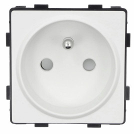 Moduł - gniazdo elektryczne pojedyncze z bolcem - białe - Tawoia Glass, TWG-G-001W