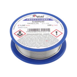 Cyna lutownicza z topnikiem SW26 1,5 mm, spoiwo Sn60Pb40 Cynel 100 g, CYNA 1.5/100
