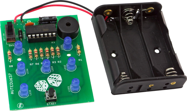 Pikająca kostka do gry (kod AVTEDU637). Zmontowany układ