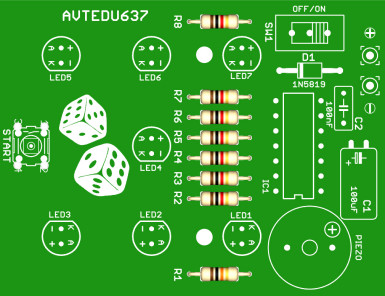 Rysunek 2. Rezystory o odpowiednich wartościach, oznaczone za pomocą kodu kolorowych pasków, zamontowane na właściwych pozycjach, zgodnie z listą elementów