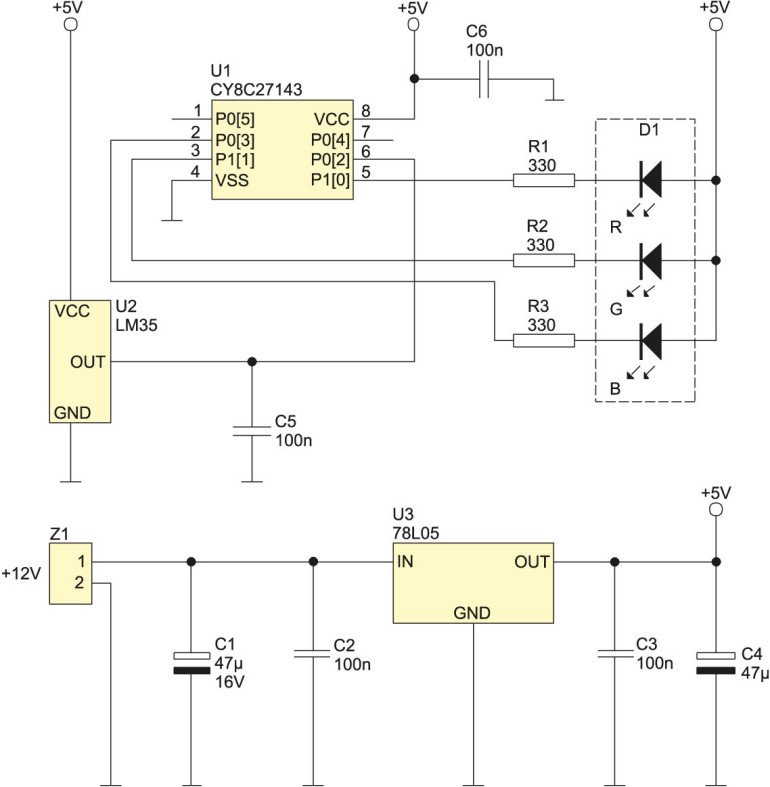 Rysunek 2. Schemat ideowy termometru RGB