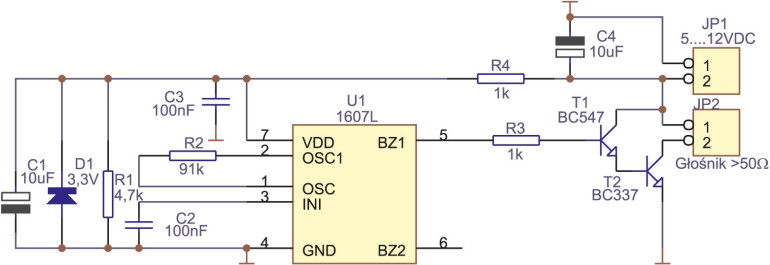 Rysunek 1. Schemat ideowy generatora z UTC1607