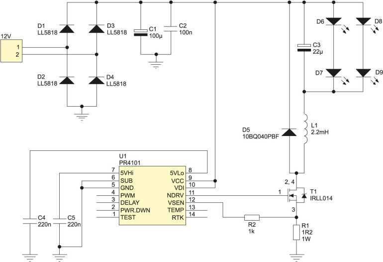 Rysunek 1. Schemat ideowy „żarówki” LED