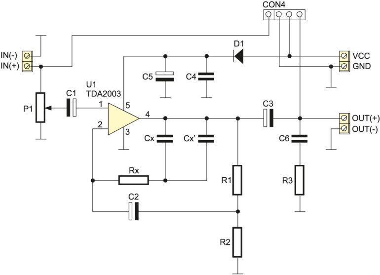 Rysunek 1. Schemat ideowy wzmacniacza