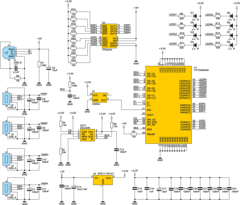 Rys. 2. Schemat elektryczny huba USB 2.0